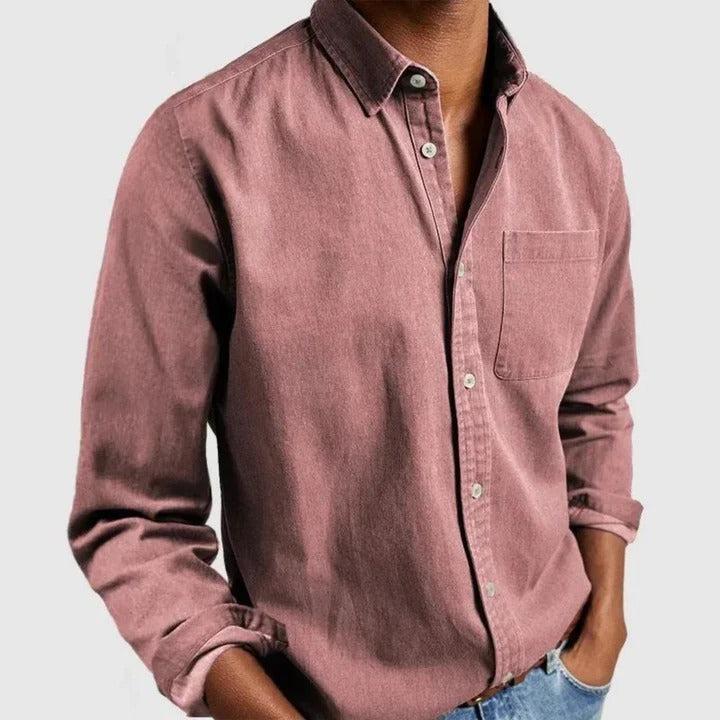 Men's Lightweight Long Sleeve Button-Down Shirt - Relaxed Fit Casual Wear
