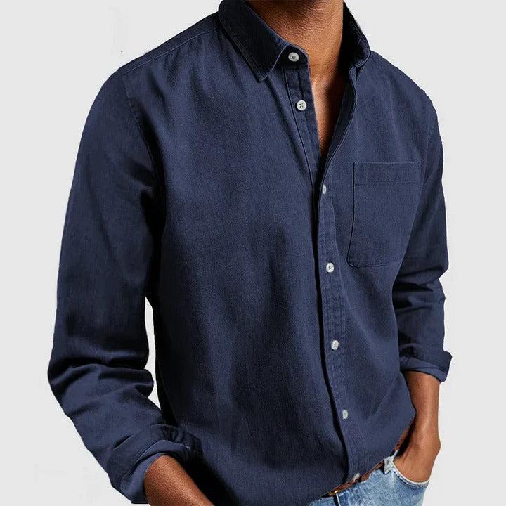 Men's Lightweight Long Sleeve Button-Down Shirt - Relaxed Fit Casual Wear