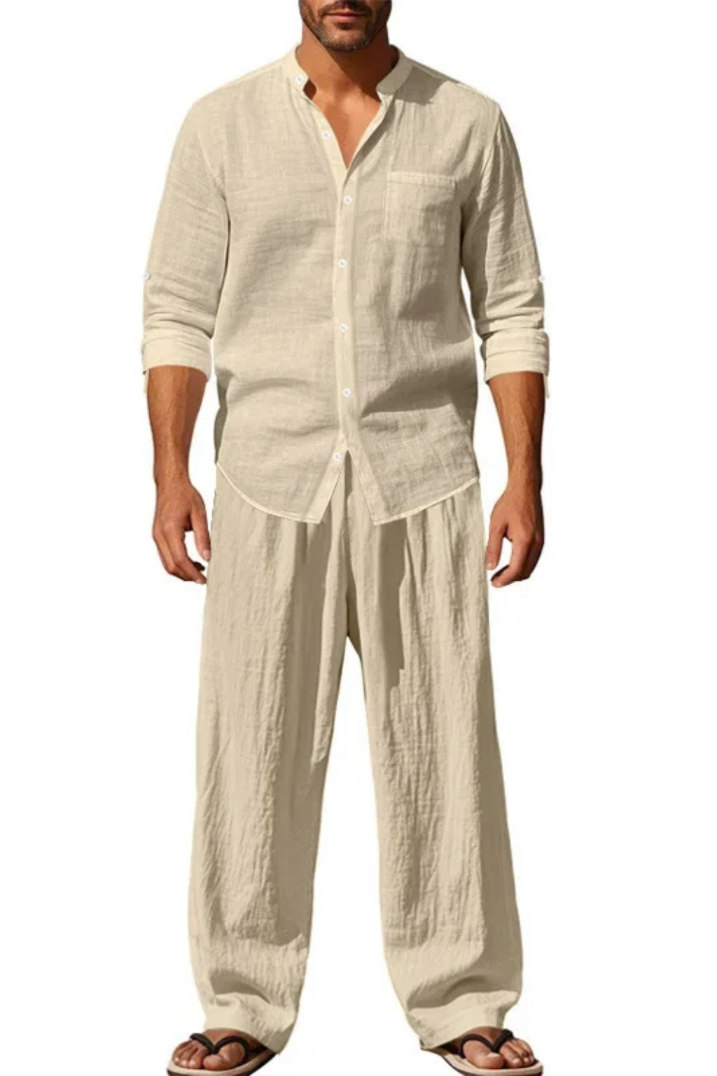 Long Sleeve Shirt Straight Leg Trousers Set Men's UK – Smart Casual & Holiday & Resort Wear