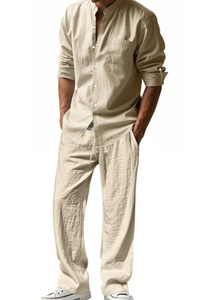 Long Sleeve Shirt Straight Leg Trousers Set Men's UK – Smart Casual & Holiday & Resort Wear