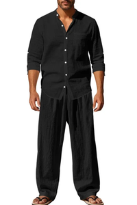 Long Sleeve Shirt Straight Leg Trousers Set Men's UK – Smart Casual & Holiday & Resort Wear