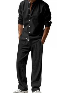Long Sleeve Shirt Straight Leg Trousers Set Men's UK – Smart Casual & Holiday & Resort Wear