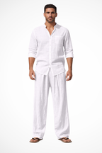 Long Sleeve Shirt Straight Leg Trousers Set Men's UK – Smart Casual & Holiday & Resort Wear