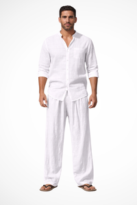 Long Sleeve Shirt Straight Leg Trousers Set Men's UK – Smart Casual & Holiday & Resort Wear
