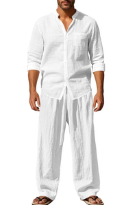 Long Sleeve Shirt Straight Leg Trousers Set Men's UK – Smart Casual & Holiday & Resort Wear