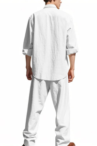Long Sleeve Shirt Straight Leg Trousers Set Men's UK – Smart Casual & Holiday & Resort Wear