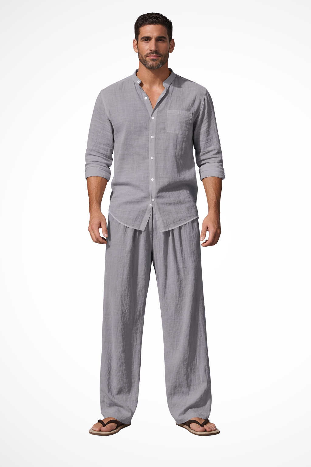 Long Sleeve Shirt Straight Leg Trousers Set Men's UK – Smart Casual & Holiday & Resort Wear