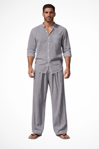 Long Sleeve Shirt Straight Leg Trousers Set Men's UK – Smart Casual & Holiday & Resort Wear