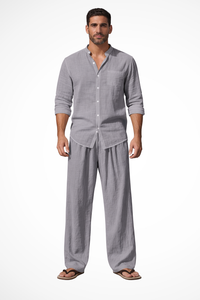 Long Sleeve Shirt Straight Leg Trousers Set Men's UK – Smart Casual & Holiday & Resort Wear