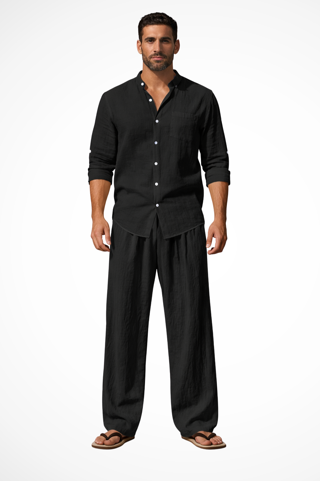 Long Sleeve Shirt Straight Leg Trousers Set Men's UK – Smart Casual & Holiday & Resort Wear