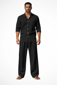 Long Sleeve Shirt Straight Leg Trousers Set Men's UK – Smart Casual & Holiday & Resort Wear