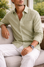 Men's Linen Long Sleeve Shirt | Casual Lightweight Summer Wear