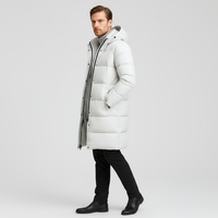Men's Long Down Puffer Jacket - Insulated Winter Parka for Cold Weather - Water-Resistant, Hooded Design