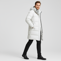 Men's Long Down Puffer Jacket - Insulated Winter Parka for Cold Weather - Water-Resistant, Hooded Design