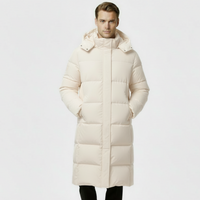 Men's Long Puffer Coat - Insulated Winter Parka Jacket for Cold Weather Protection