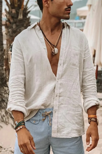 Linen Long Sleeve Men's Shirt UK – Smart Casual & Holiday & Resort Wear