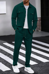 Long Sleeve Men's Shirt And Straight Leg Trousers Set UK – Smart Casual & Holiday Wear