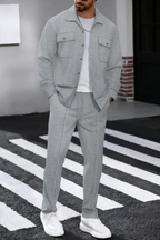 Long Sleeve Men's Shirt And Straight Leg Trousers Set UK – Smart Casual & Holiday Wear