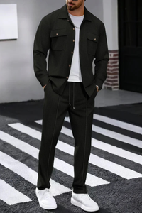 Long Sleeve Men's Shirt And Straight Leg Trousers Set UK – Smart Casual & Holiday Wear