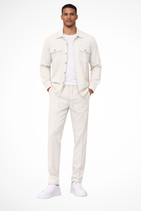 Long Sleeve Men's Shirt And Straight Leg Trousers Set UK – Smart Casual & Holiday Wear