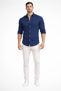 Men's Loose Fit Long Sleeve Cotton Casual Summer Shirt with Lapel Design