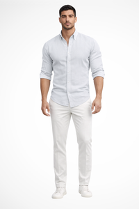 Men's Loose Fit Long Sleeve Cotton Casual Summer Shirt with Lapel Design