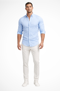 Men's Loose Fit Long Sleeve Cotton Casual Summer Shirt with Lapel Design