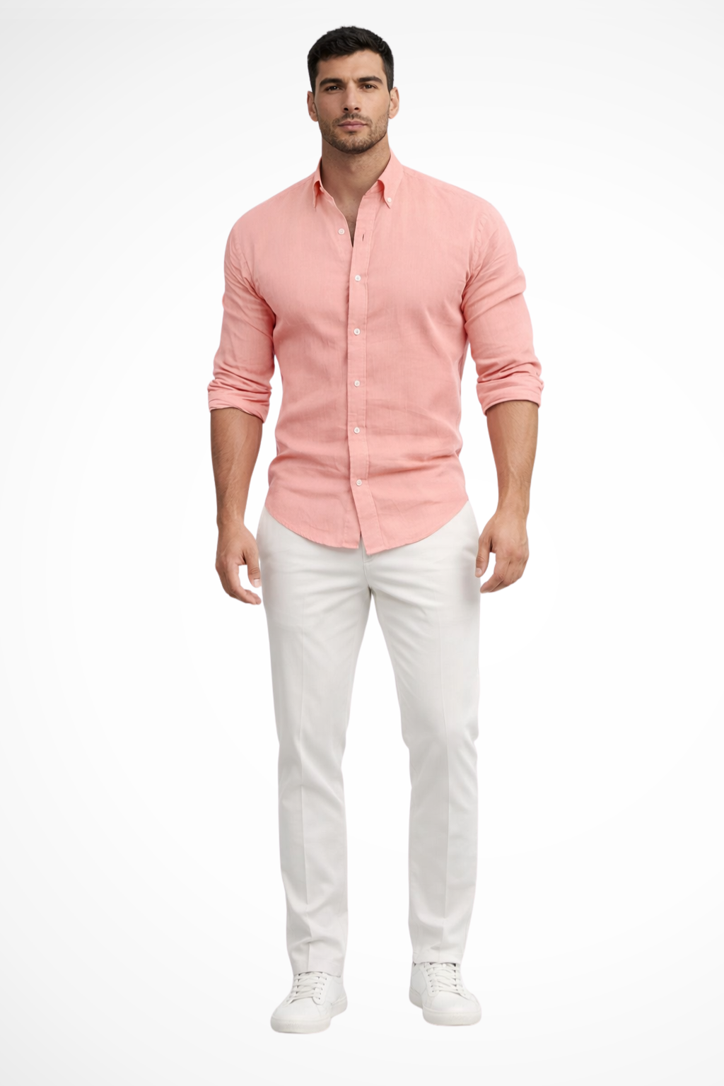 Men's Loose Fit Long Sleeve Cotton Casual Summer Shirt with Lapel Design