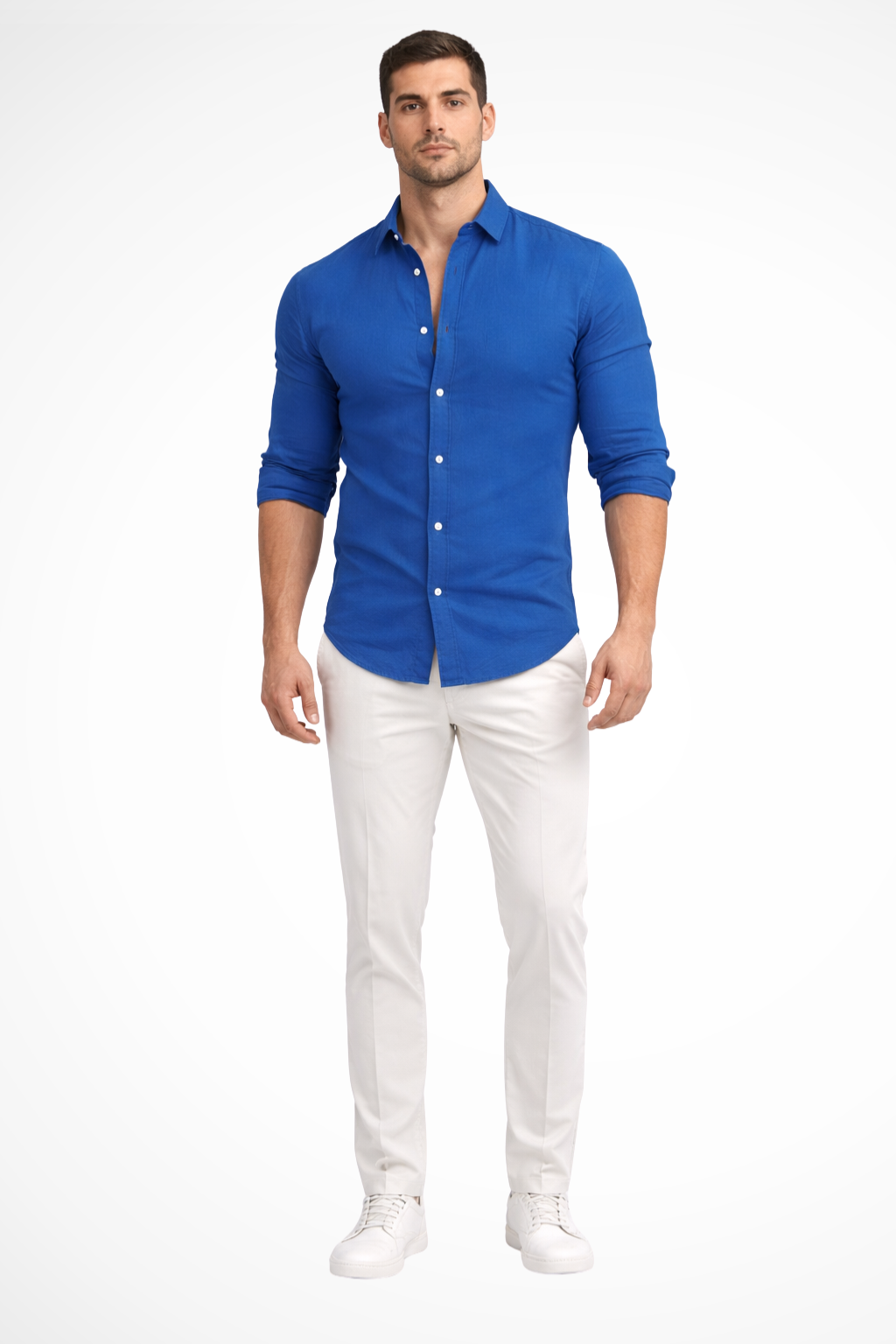 Men's Loose Fit Long Sleeve Cotton Casual Summer Shirt with Lapel Design