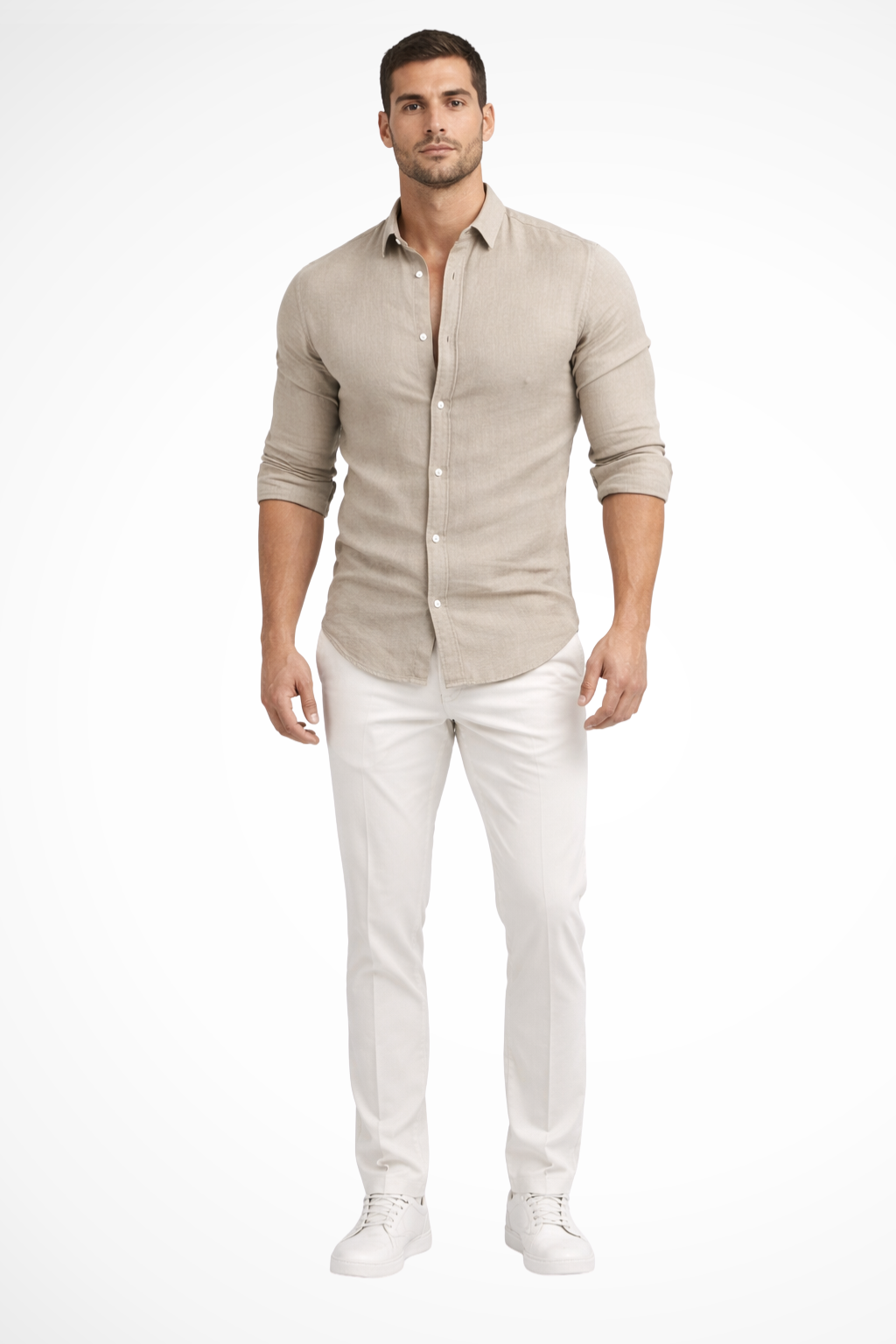 Men's Loose Fit Long Sleeve Cotton Casual Summer Shirt with Lapel Design
