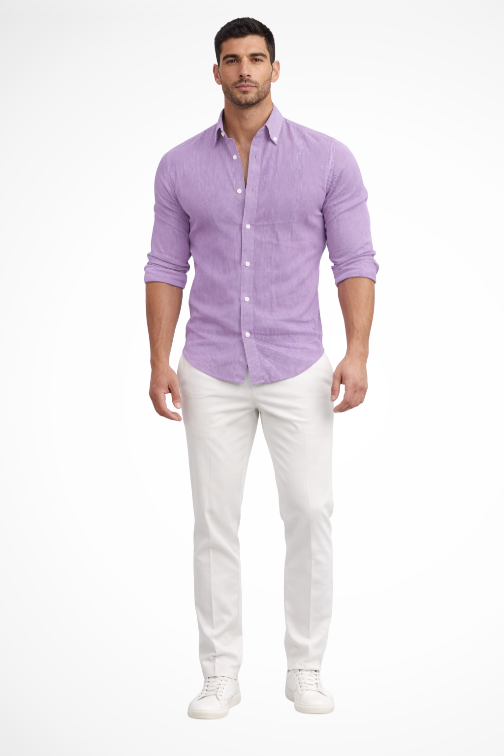 Men's Loose Fit Long Sleeve Cotton Casual Summer Shirt with Lapel Design
