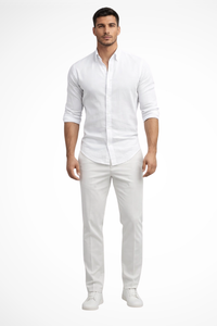 Men's Loose Fit Long Sleeve Cotton Casual Summer Shirt with Lapel Design