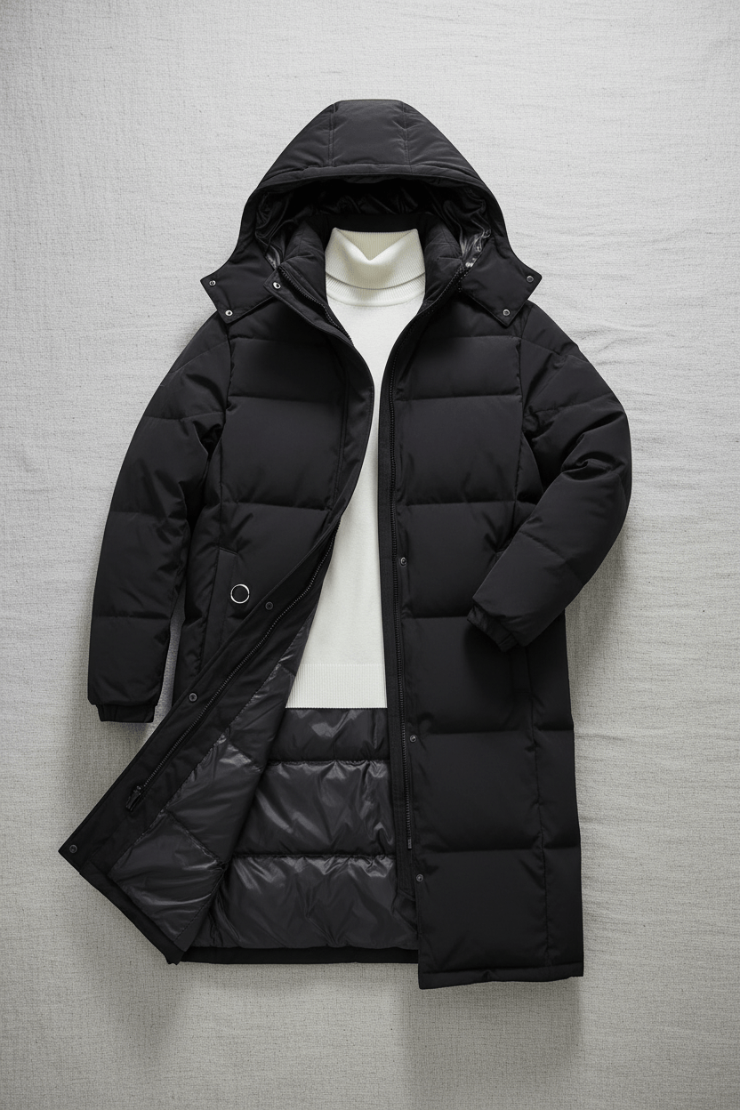 Men's Quilted Hooded Puffer Coat - Relaxed Fit, Warm Insulation for Casual Wear