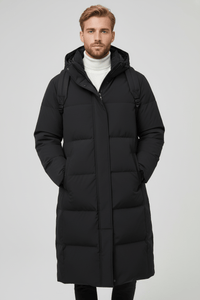 Men's Quilted Hooded Puffer Coat - Relaxed Fit, Warm Insulation for Casual Wear XXL