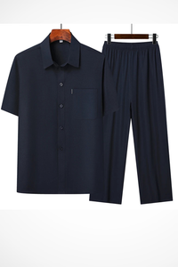 Short Sleeve Men's Shirt and Trousers Set UK – Smart Casual & Holiday & Resort Wear
