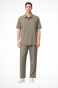 Short Sleeve Men's Shirt and Trousers Set UK – Smart Casual & Holiday & Resort Wear