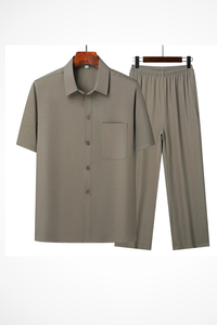 Short Sleeve Men's Shirt and Trousers Set UK – Smart Casual & Holiday & Resort Wear