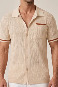 Knit Collared Short Sleeve Men's Shirt UK – Smart Casual & Holiday & Resort Wear
