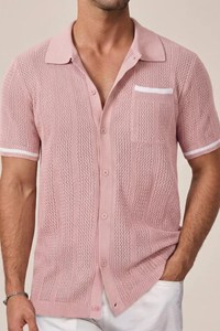 Knit Collared Short Sleeve Men's Shirt UK – Smart Casual & Holiday & Resort Wear