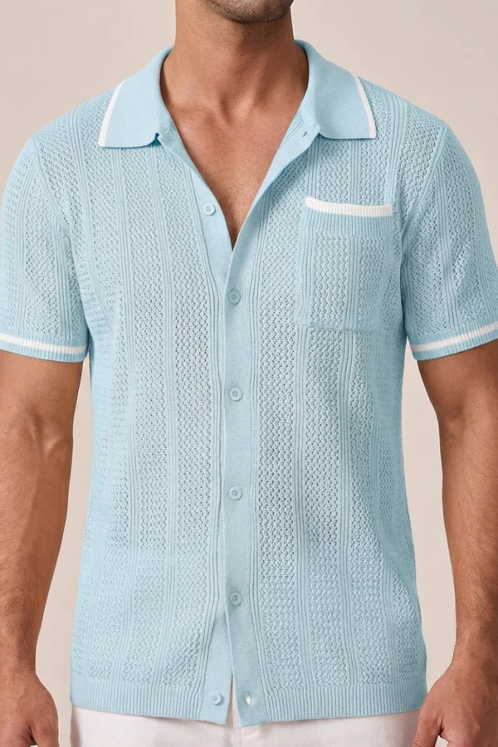 Knit Collared Short Sleeve Men's Shirt UK – Smart Casual & Holiday & Resort Wear