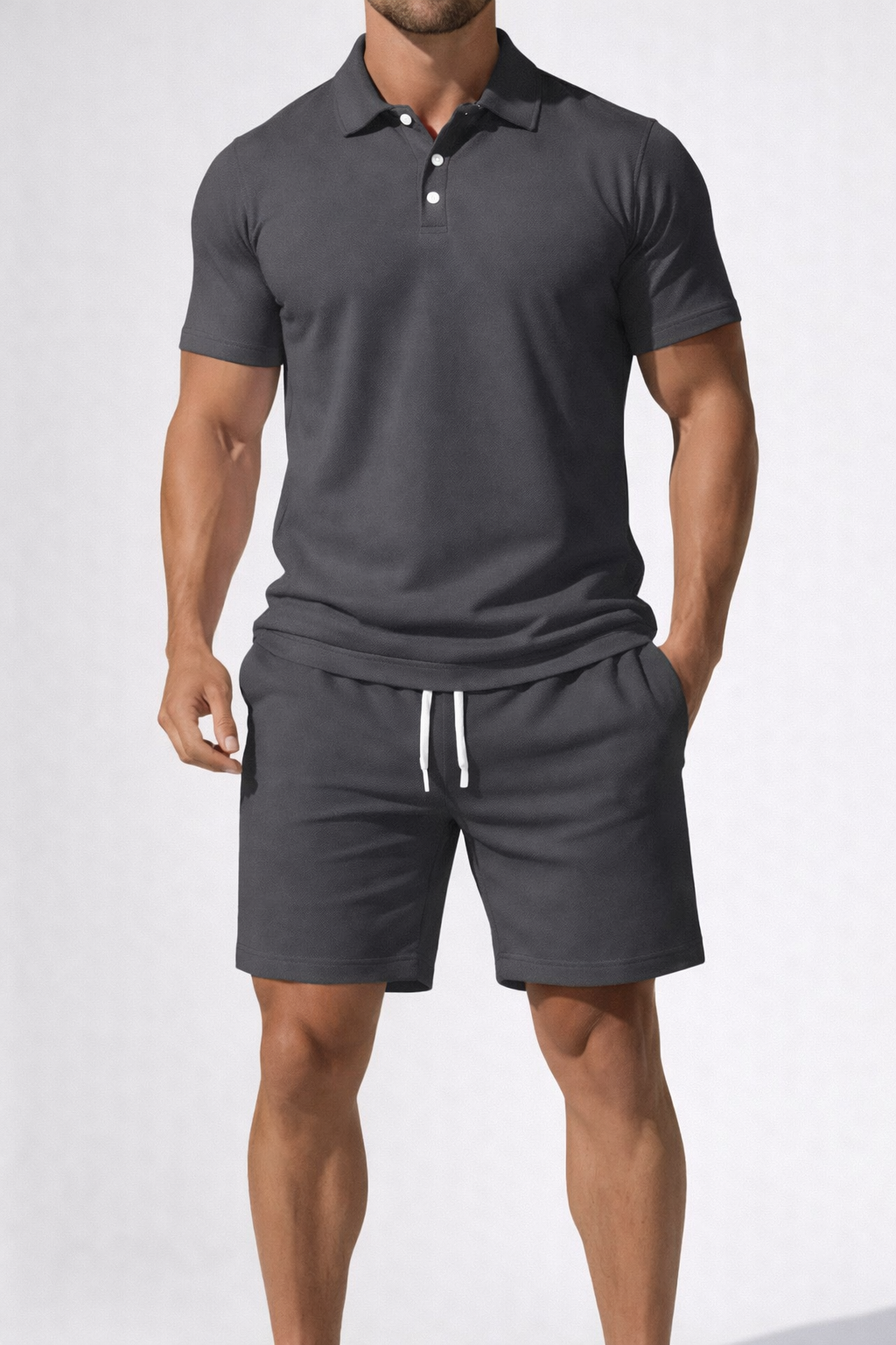 Mens Short Sleeve Polo Shirt And Drawstring Shorts UK – Smart Casual & Holiday & Resort Wear