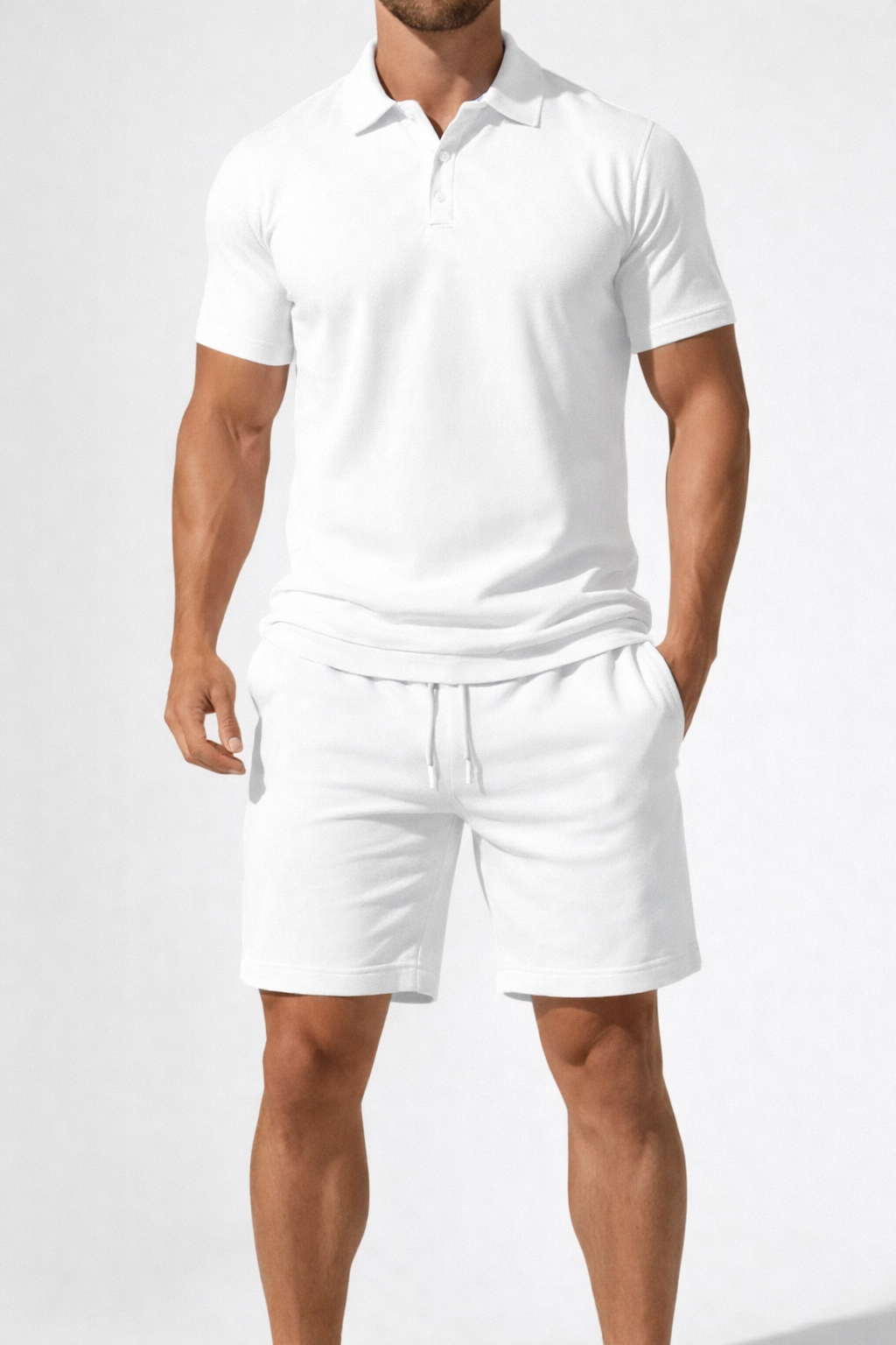 Mens Short Sleeve Polo Shirt And Drawstring Shorts UK – Smart Casual & Holiday & Resort Wear