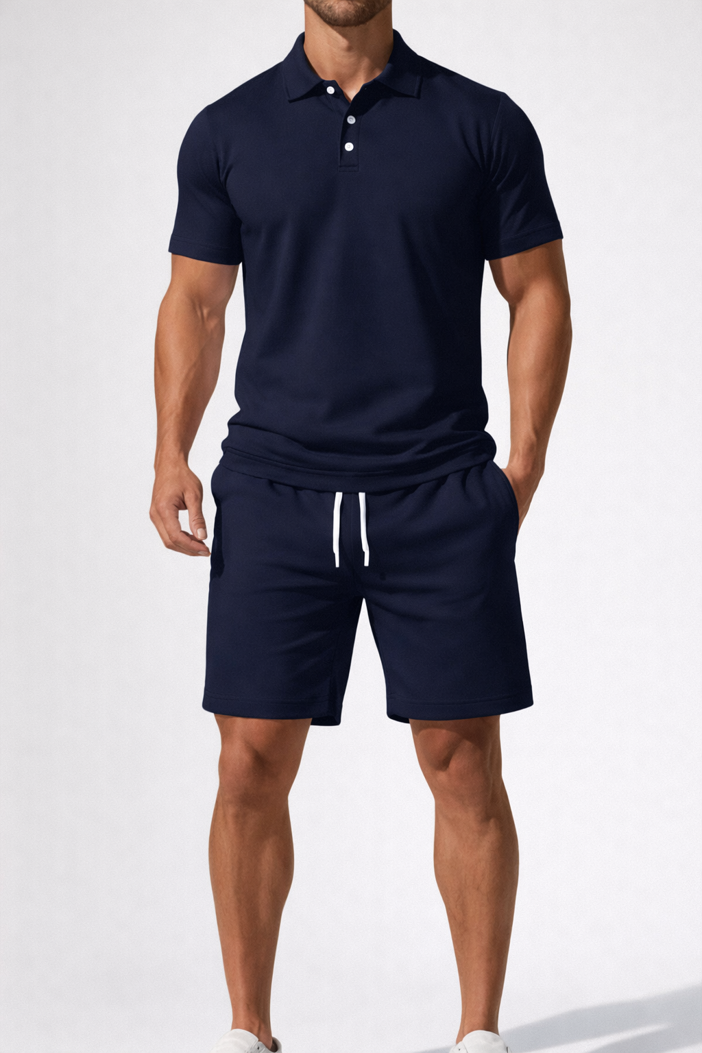 Mens Short Sleeve Polo Shirt And Drawstring Shorts UK – Smart Casual & Holiday & Resort Wear