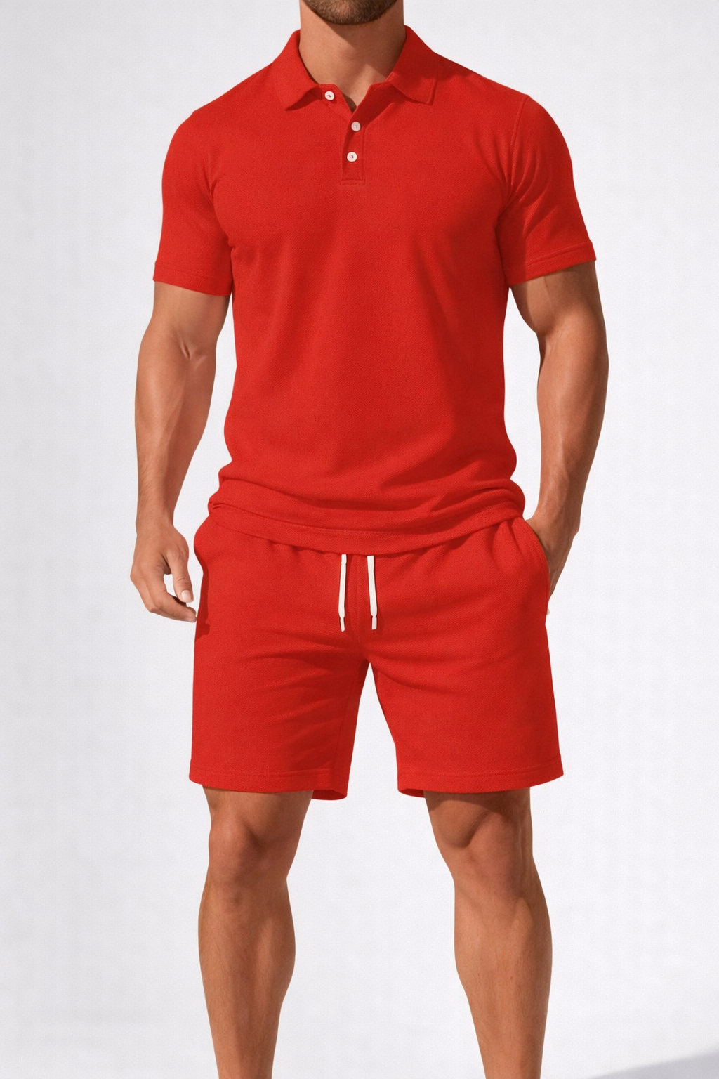 Mens Short Sleeve Polo Shirt And Drawstring Shorts UK – Smart Casual & Holiday & Resort Wear