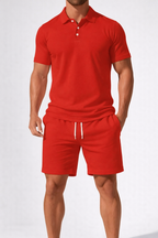 Mens Short Sleeve Polo Shirt And Drawstring Shorts UK – Smart Casual & Holiday & Resort Wear