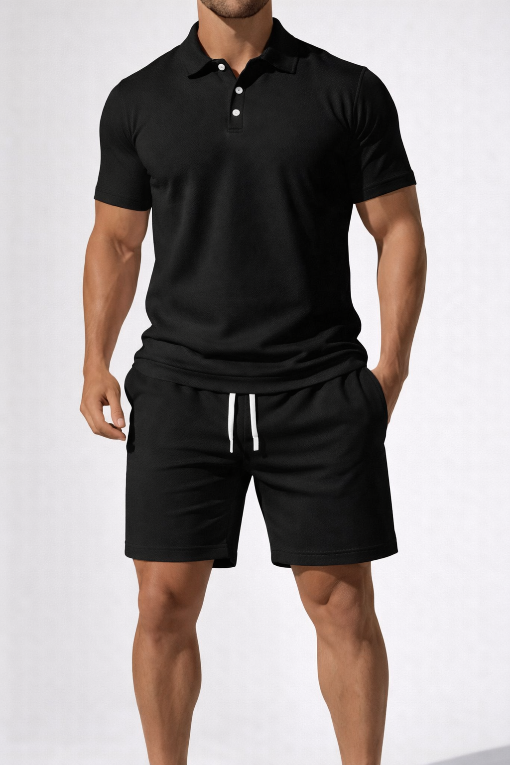 Mens Short Sleeve Polo Shirt And Drawstring Shorts UK – Smart Casual & Holiday & Resort Wear