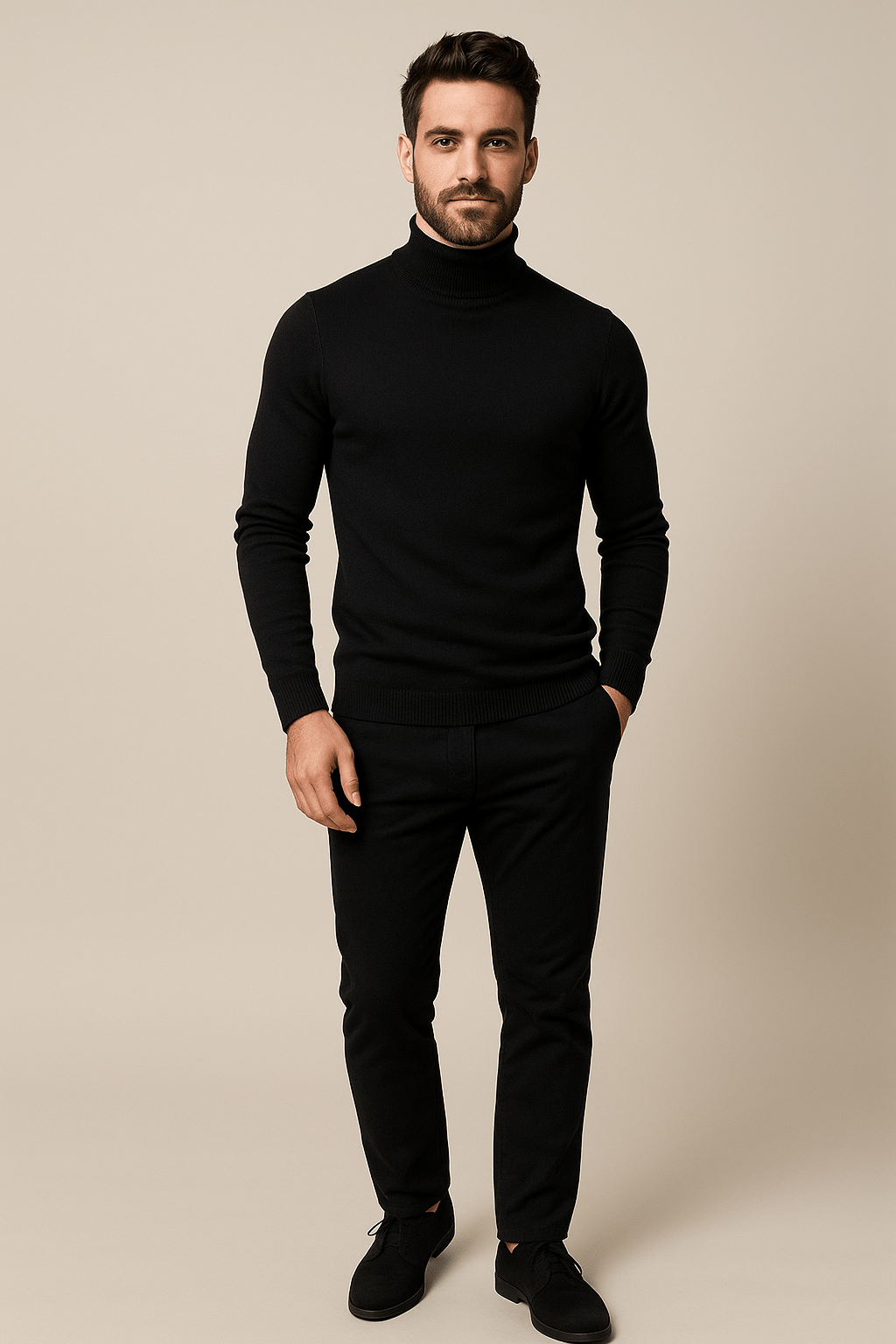 Men's Slim Fit Turtleneck Sweater in Soft Knit for Casual or Smart-Casual Wear