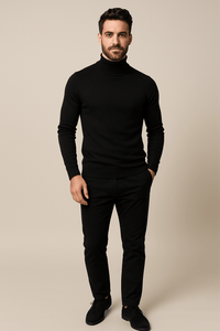 Men's Slim Fit Turtleneck Sweater in Soft Knit for Casual or Smart-Casual Wear