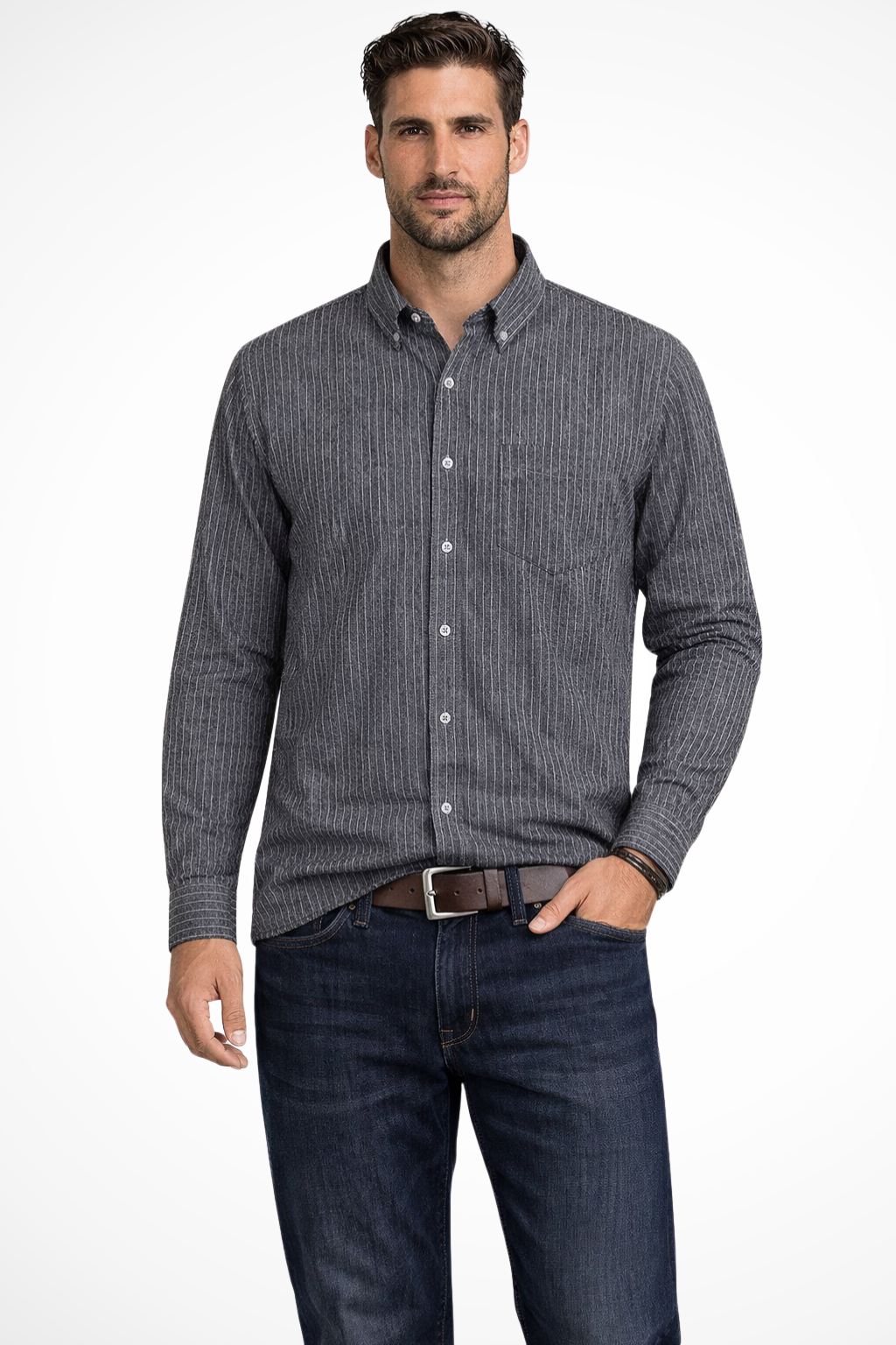 Cotton Blend Long Sleeve Men's Shirt UK – Smart Casual & Holiday & Resort Wear