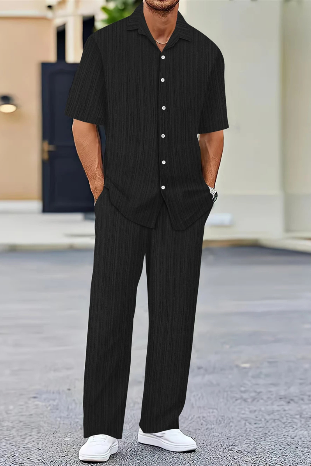 Short Sleeve Men's Shirt And Straight Trousers Summer Set UK – Smart Casual & Holiday & Resort Wear